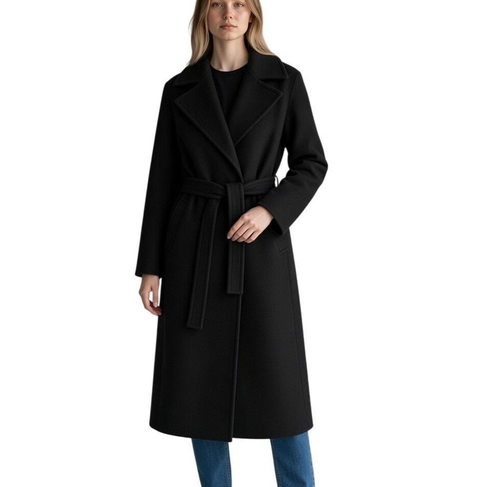 MNG Longline Wrap Wool Trench Coat